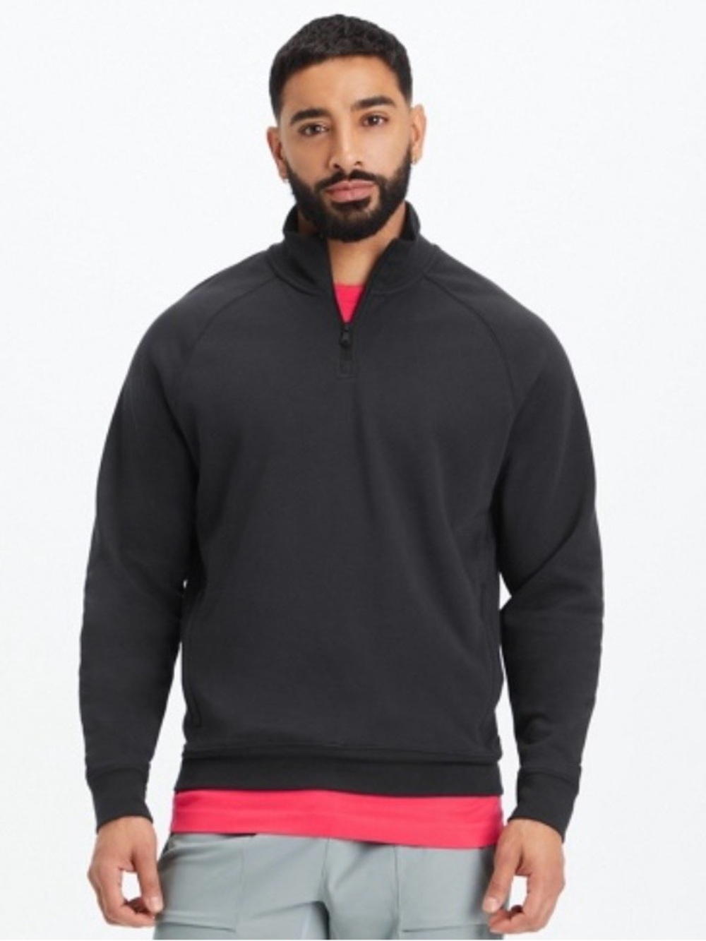 Fabletics Men's Black Quarter-Zip Sweater